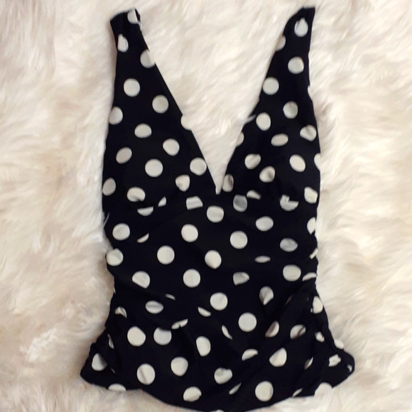 Chaps Polka Dot Halter Swimsuit Size 6 - Picture 2 of 5